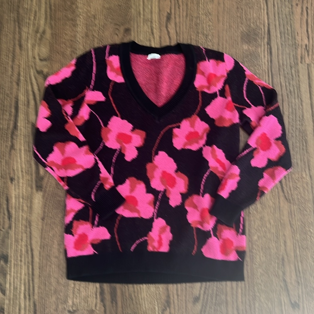 NWOT Cabi Rococo Pullover cotton blend Sweater sz Small style #4102 pink floral - Picture 5 of 7